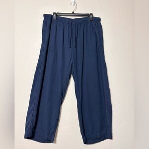 Splendid Woman’s Navy Wide Leg, Pull On Drawstring, Viscose/Linen Blend Pants XL